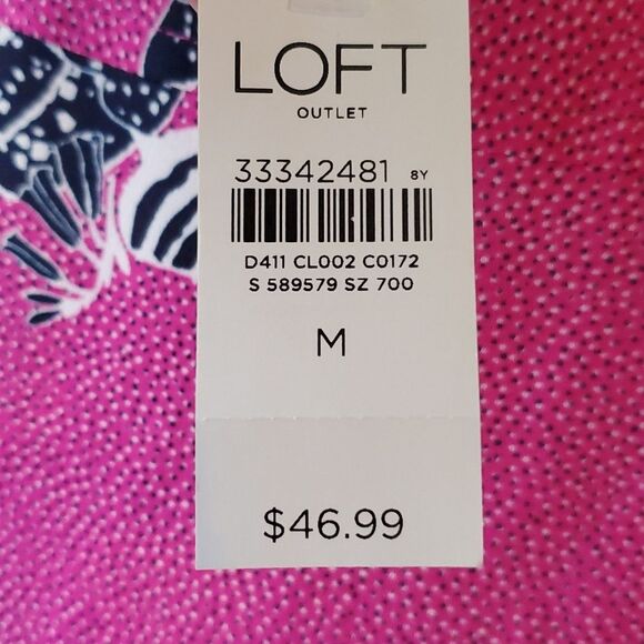 NWT LOFT PINK BLUE WHITE SLEEVELESS RUFFLE NECK TOP SIZE MEDIUM FLORAL OFFICE - Picture 6 of 8